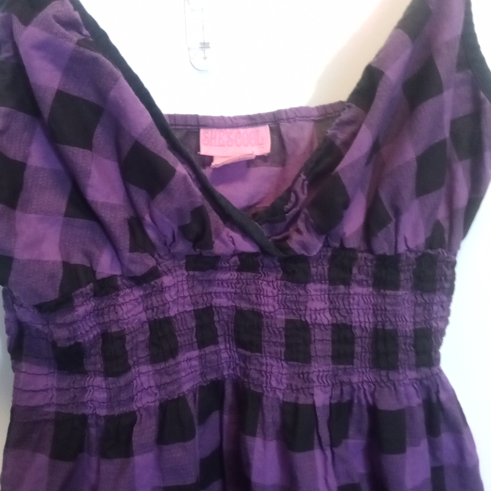 Purple Ruched V-Neck Sleeveless Mini Sundress
